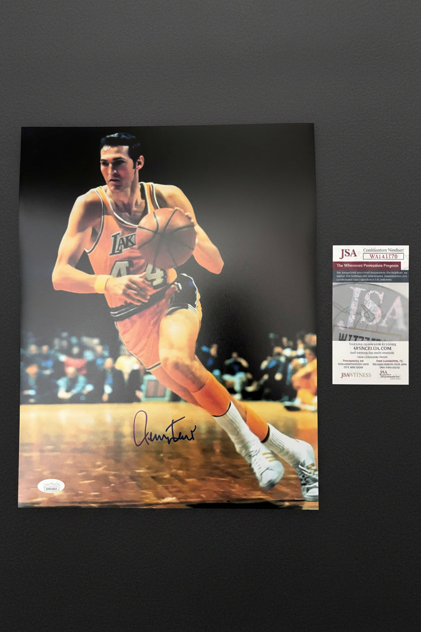 Jerry West Signed LA Pose 1 11x14 Photo (JSA)
