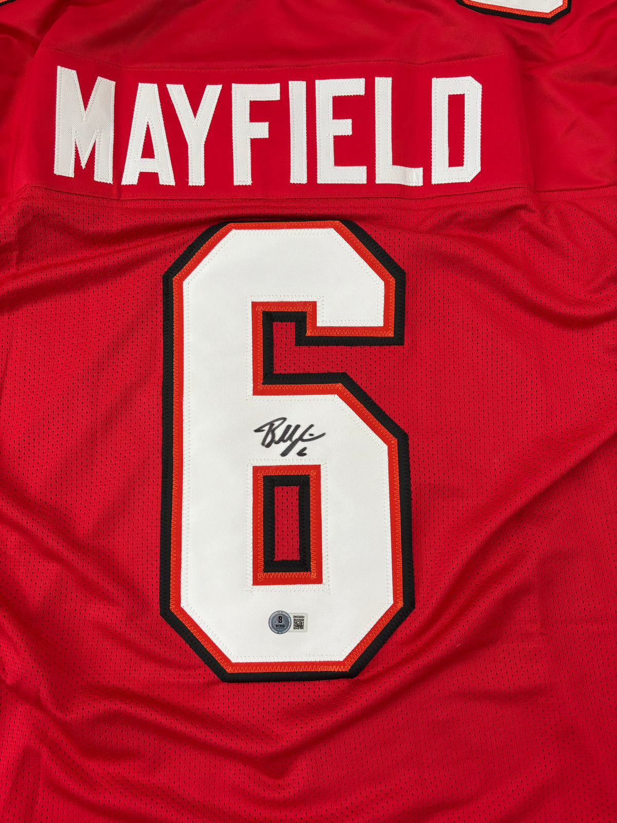 Baker Mayfield Signed TB Red Football Jersey (Beckett)