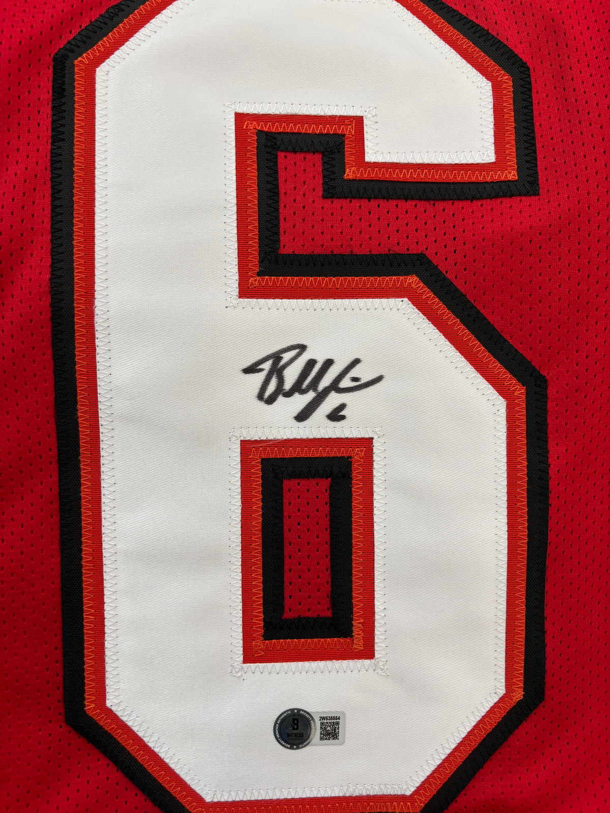 Baker Mayfield Signed TB Red Football Jersey (Beckett)
