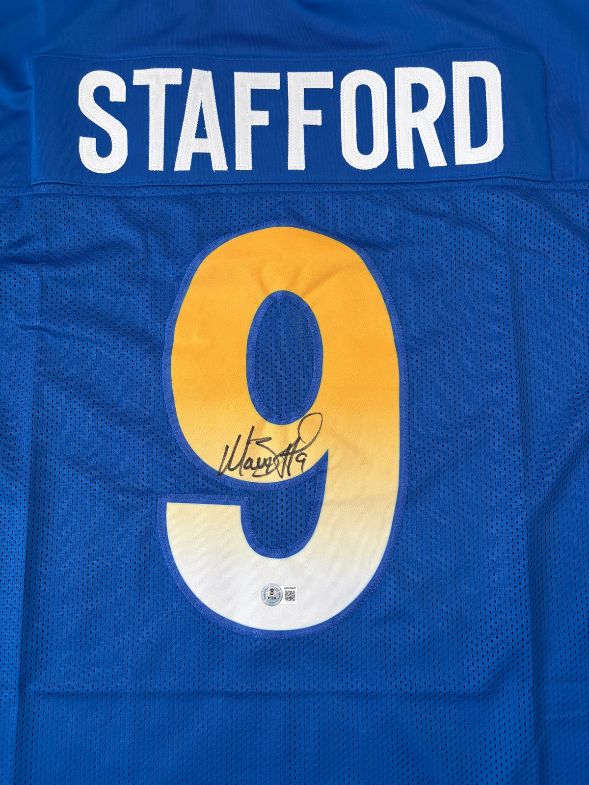 Matthew Stafford Signed LA Blue Football Jersey (Beckett)