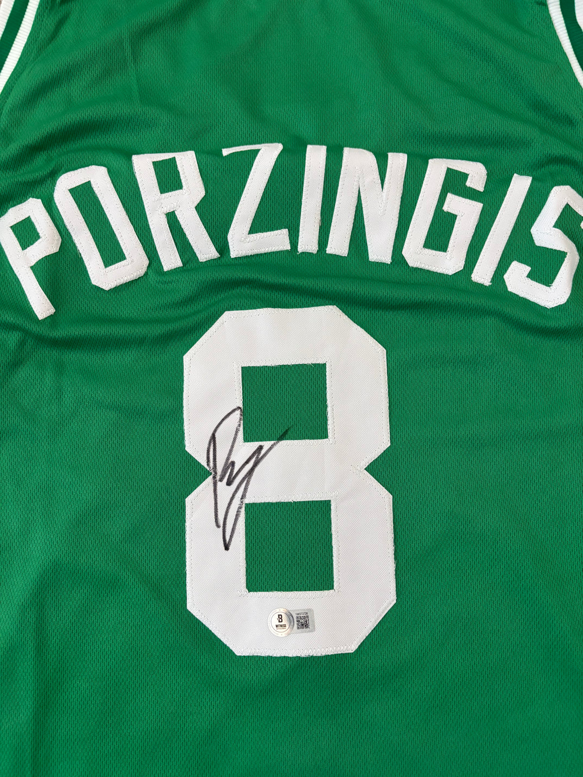 Kristaps Porzingis Signed Boston Green Jersey (Beckett)