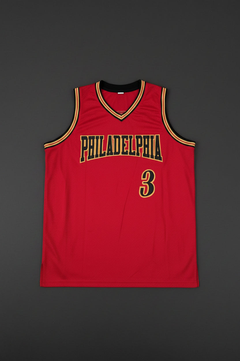 Allen Iverson Signed Philadelphia Red Jersey (Beckett)