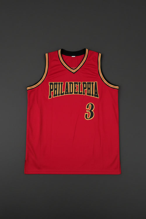 Allen Iverson Signed Philadelphia Red Jersey (Beckett)