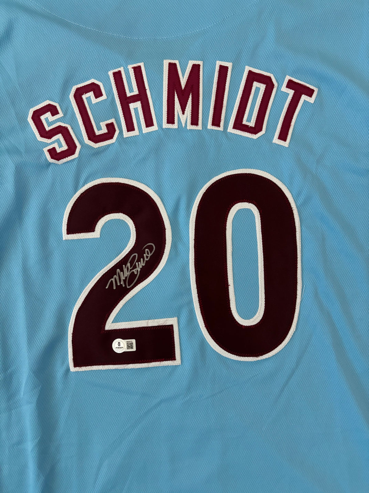 Mike Schmidt Signed Philadelphia Light Blue Jersey (Beckett)