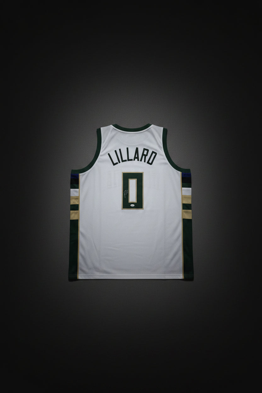 Damian Lillard Signed Milwaukee White Jersey (JSA)