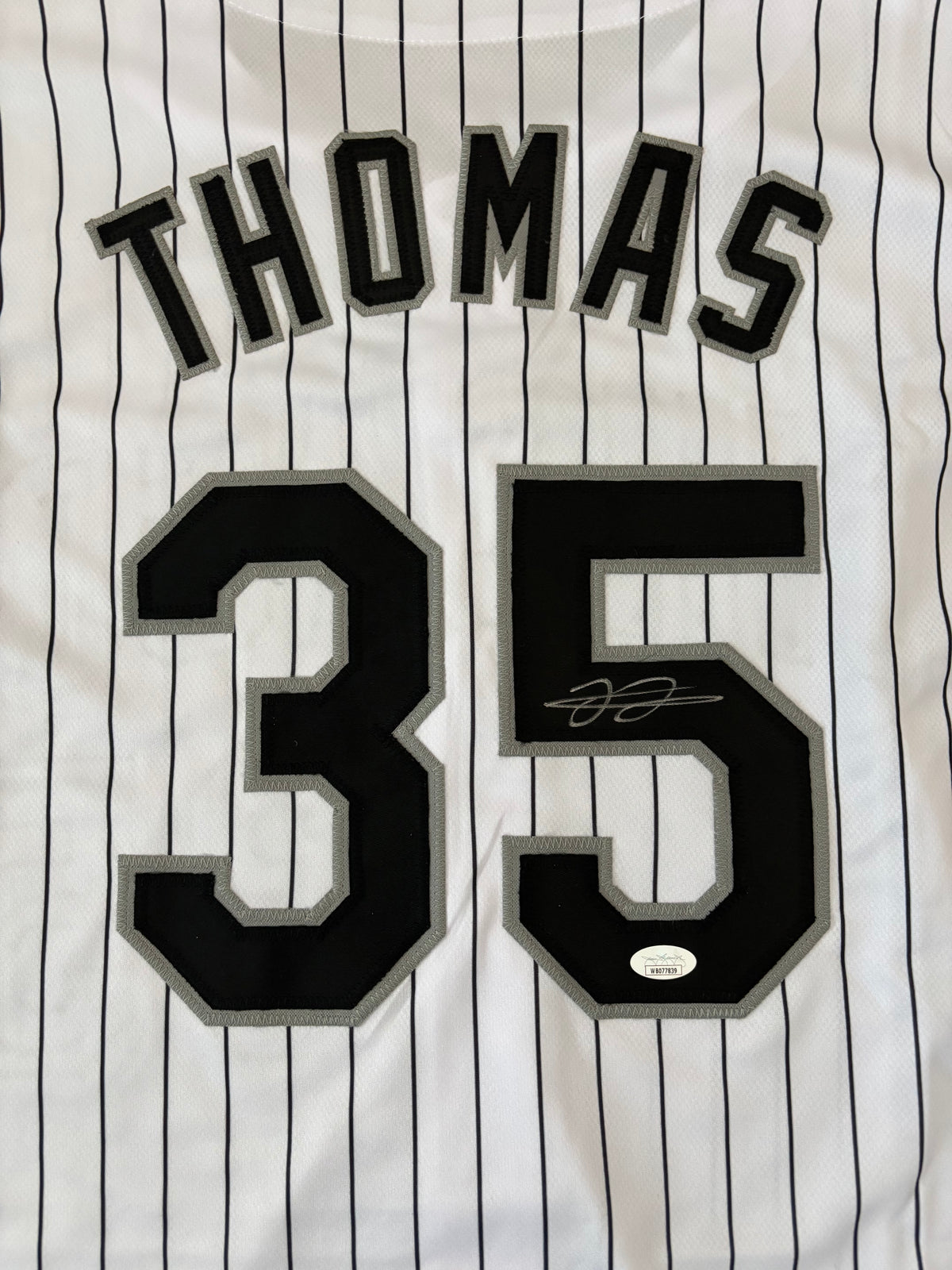 Frank Thomas Signed Chicago Pinstripe Jersey (JSA)
