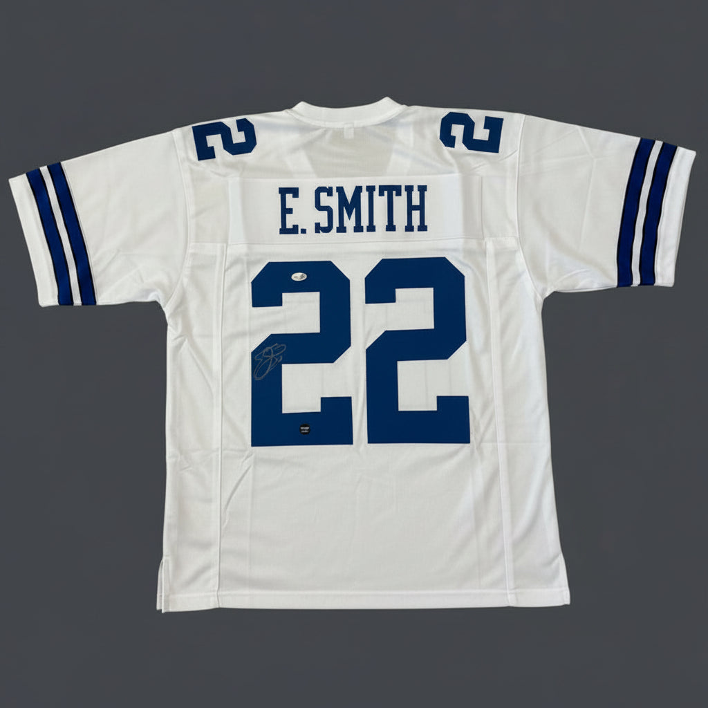 Emmitt Smith Signed Dallas White Jersey (PSA)
