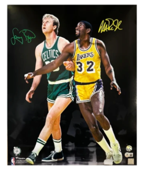 Larry Bird & Magic Johnson Signed Celtic vs Lakers 16x20 Photo (Beckett)