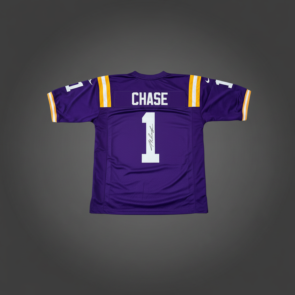 Ja'Marr Chase Signed LSU Tigers Purple Football Jersey (Beckett)