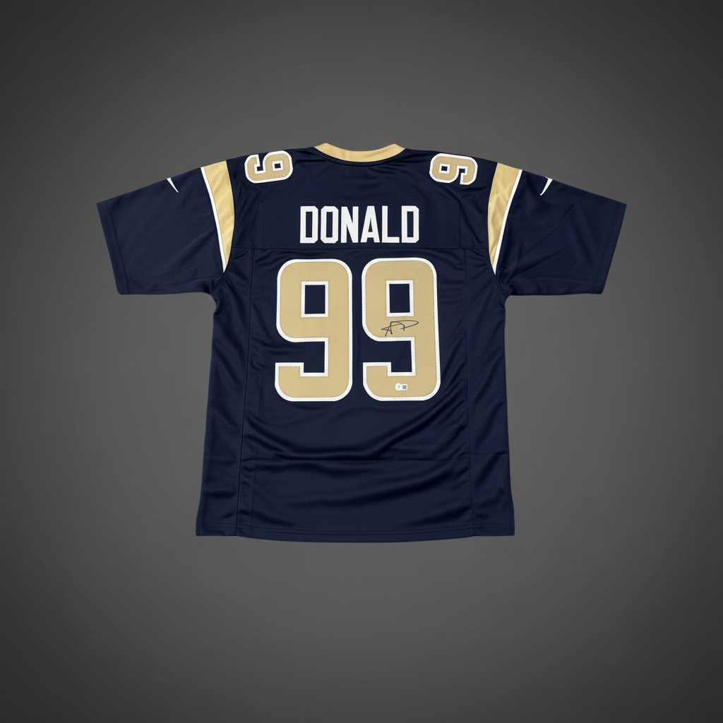 Aaron Donald Signed LA Rams Navy Football Jersey (Beckett)