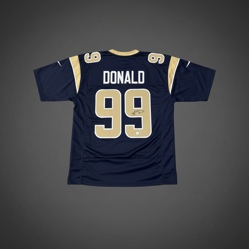 Aaron Donald Signed LA Rams Navy Football Jersey (Beckett)