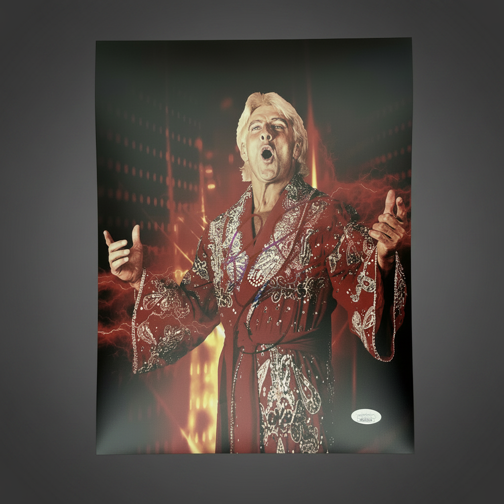 Ric Flair Signed Red Robe 11x14 Photo (JSA)