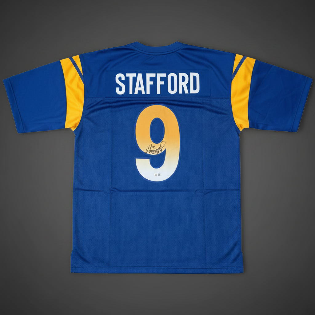 Matthew Stafford Signed LA Rams Blue Football Jersey (Beckett)