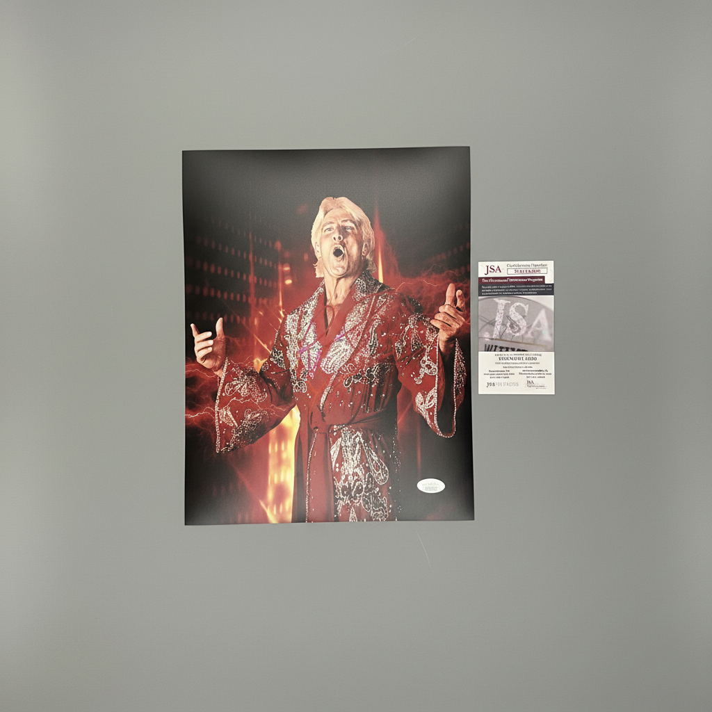 Ric Flair Signed Red Robe 11x14 Photo (JSA)