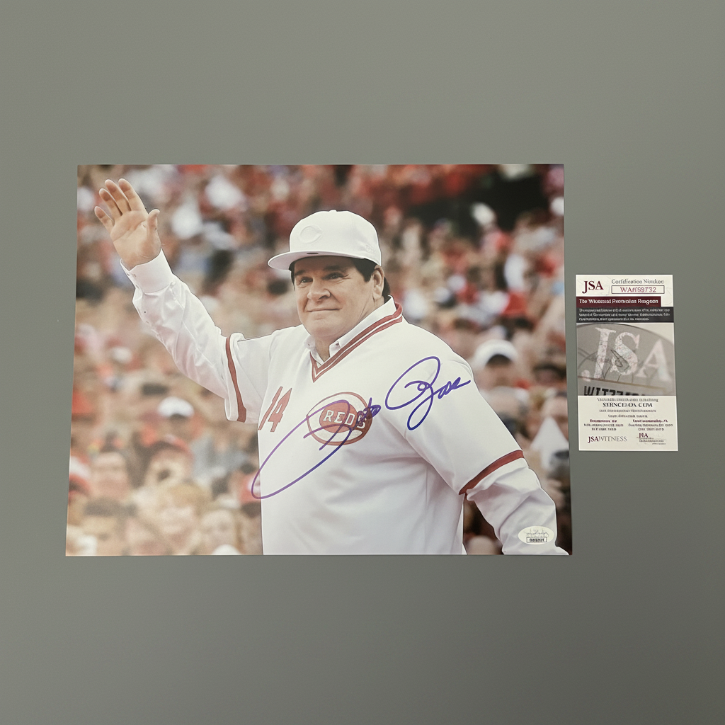 Pete Rose Signed Waving 11x14 Photo (JSA)